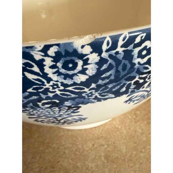Vintage Blue And White PIER 1 Bowl 10 Inch Designed by Gudari - Picture 8 of 11